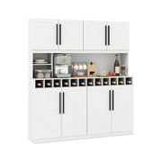 70 Inch Farmhouse Pantry Cabinet Kitchen Buffet Hutch with 4 Cabinets and 2 Open Shelves-White-Buffets-DECOROLALA