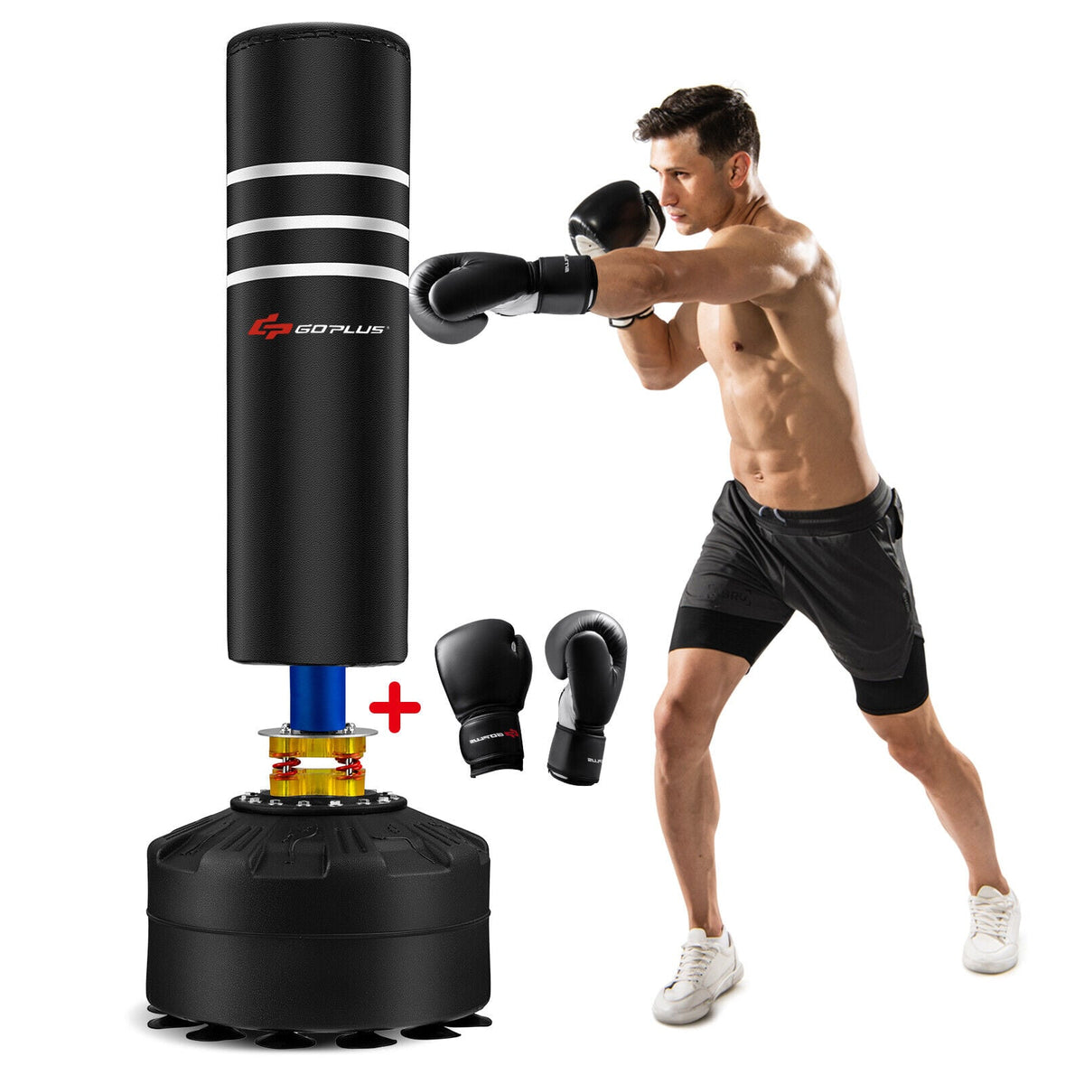 70 Inch Freestanding Punching Boxing Bag with 12 Suction Cup Base-Boxing & Martial Arts-DECOROLALA