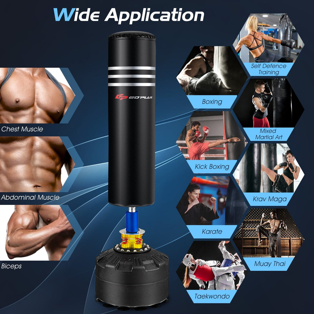 70 Inch Freestanding Punching Boxing Bag with 12 Suction Cup Base-Boxing & Martial Arts-DECOROLALA