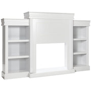70 Inch Modern Fireplace Media Entertainment Center with Bookcase-White-Entertainment Centers & TV Stands-DECOROLALA