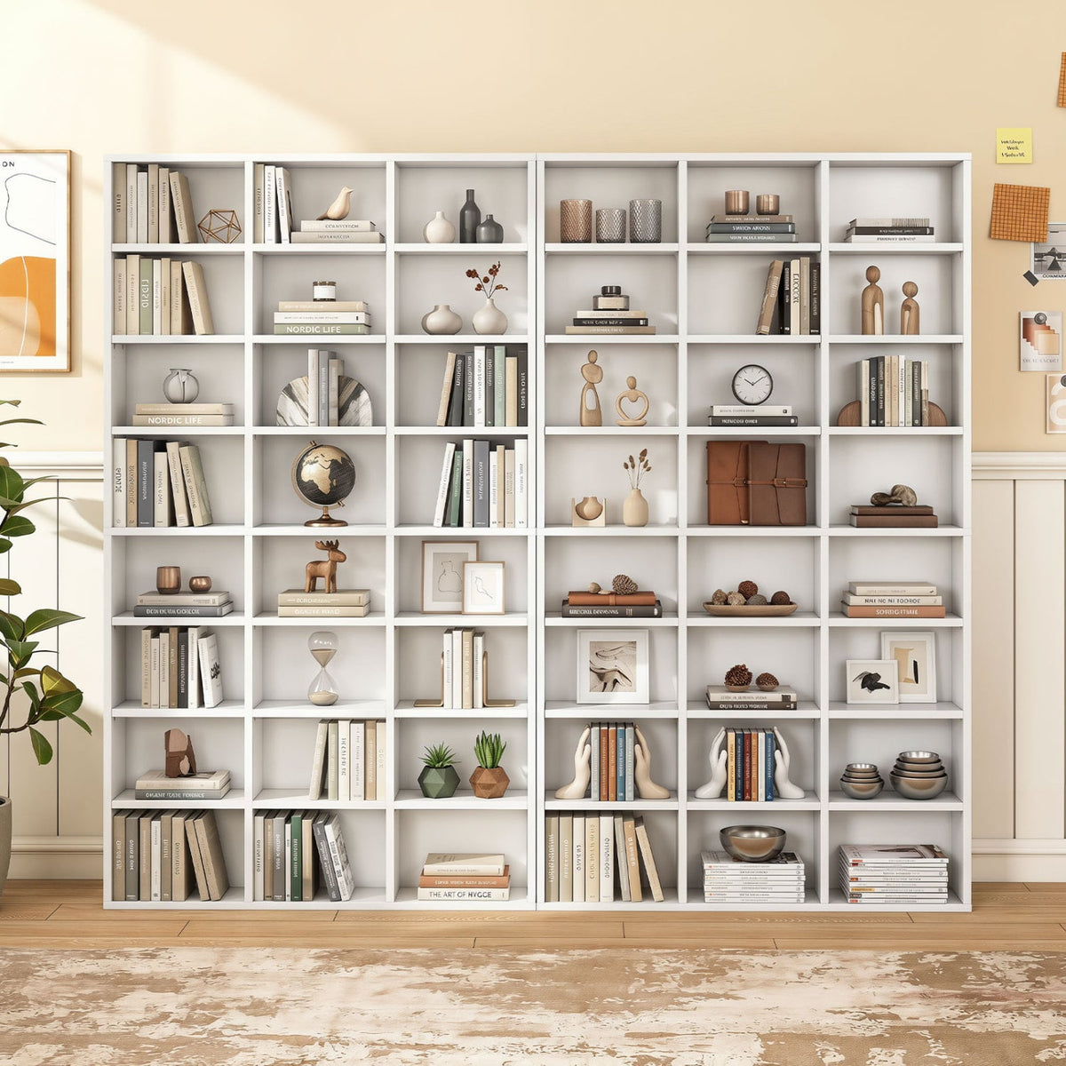 70 Inch Tall Bookshelf 24 Cube Storage Organizer with Adjustable Shelves-Bookcases-DECOROLALA