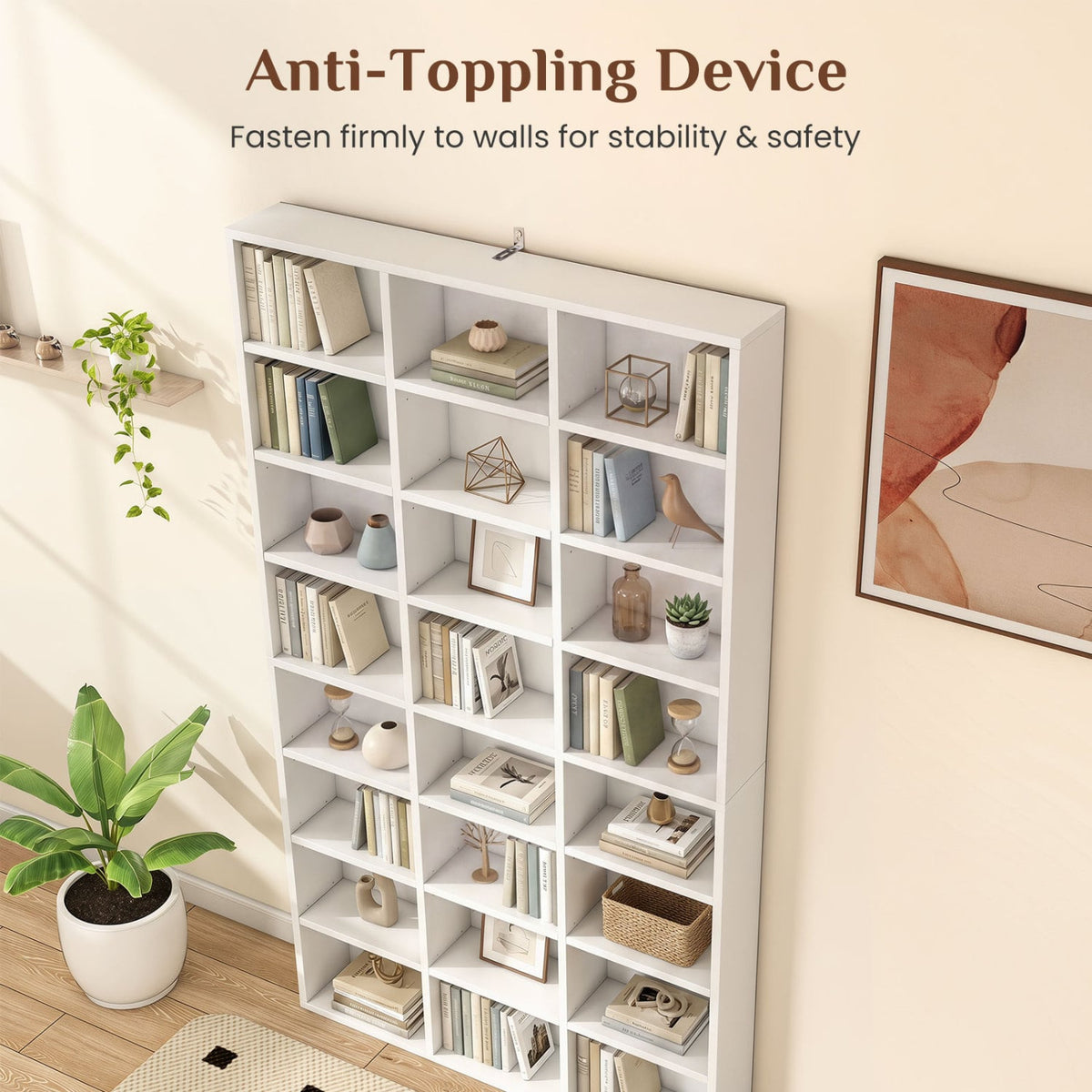 70 Inch Tall Bookshelf 24 Cube Storage Organizer with Adjustable Shelves-Bookcases-DECOROLALA