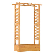 70 Inch Wooden Raised Garden Bed with Lattice Trellis-Natural-Raised Garden Beds-DECOROLALA
