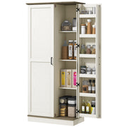 70" Kitchen Pantry Cabinet, Cream White with Shelves and Safety Design-DECOROLALA
