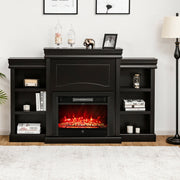 70" Modern Fireplace TV Stand Entertainment Center - Black-Entertainment Centers & TV Stands-DECOROLALA