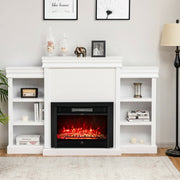 70" Modern Fireplace TV Stand with Bookcase - White MDF-Entertainment Centers & TV Stands-DECOROLALA