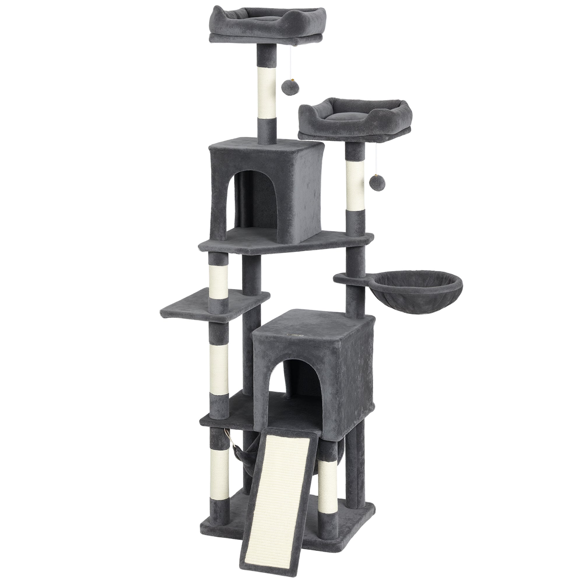 70" Multi-Level Cat Tower - Dark Grey with Condos and Hammock-Cats-DECOROLALA