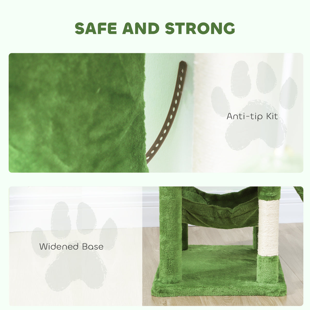 70" Multi-Level Cat Tower with Condos and Hammock - Green-Cats-DECOROLALA