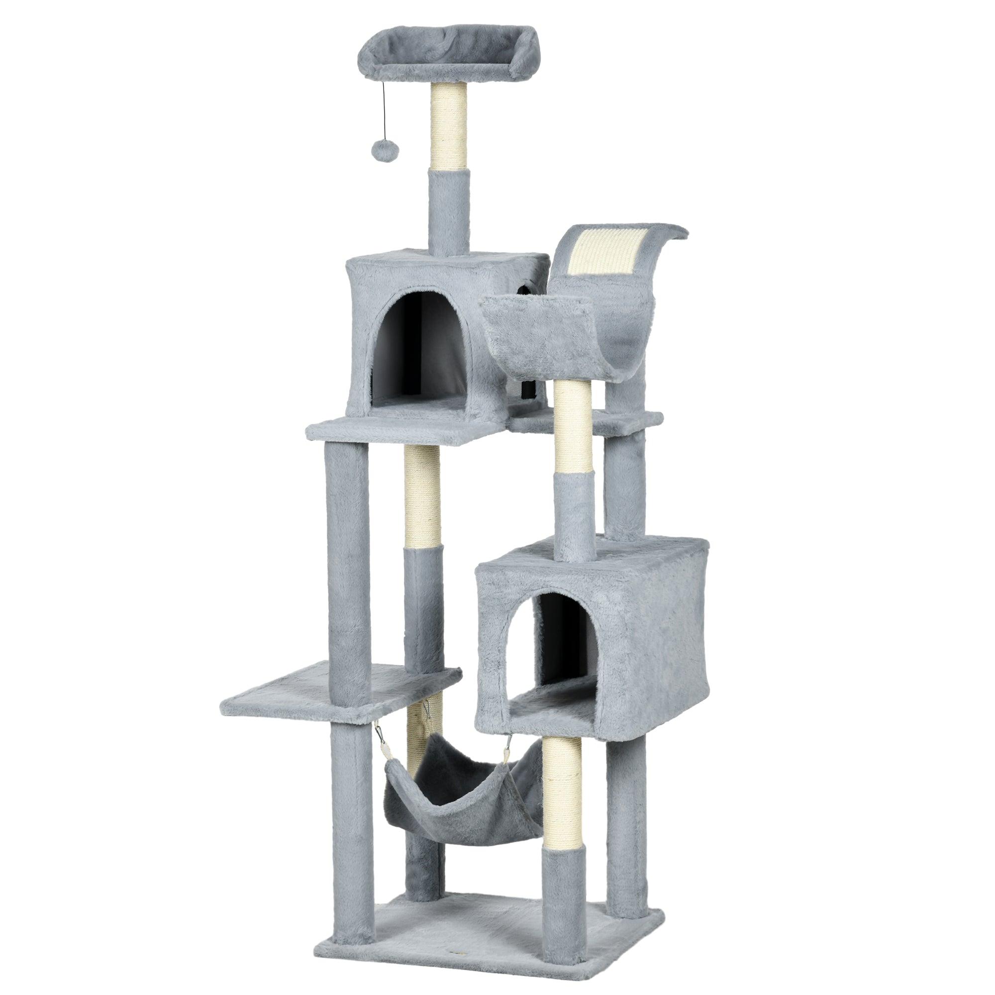 70" Multi-Level Cat Tree with Hammock & Condo - Bluish Grey-Cats-DECOROLALA