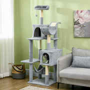 70" Multi-Level Cat Tree with Hammock & Condo - Bluish Grey-Cats-DECOROLALA