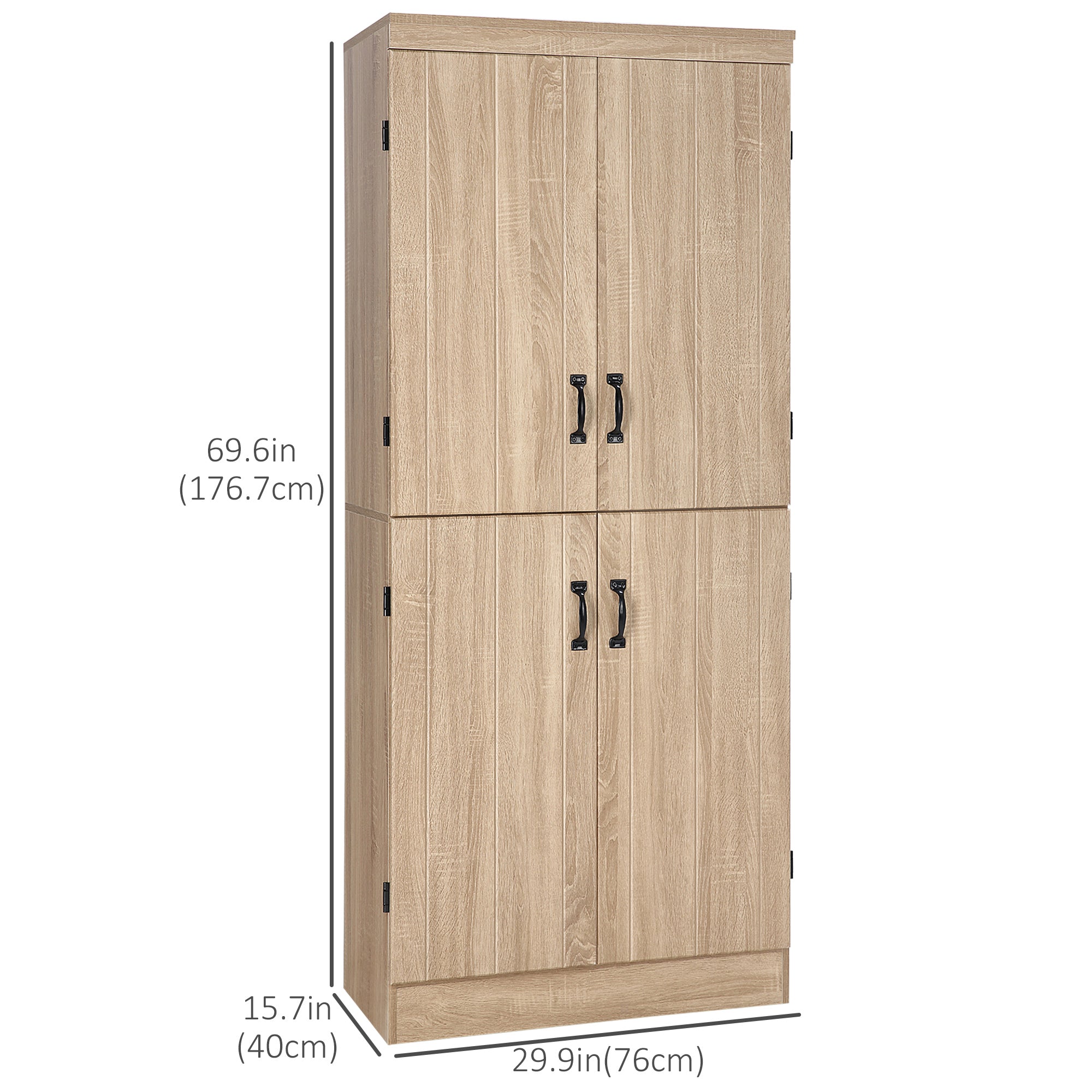 70" Storage Cabinet 4-Door Natural-DECOROLALA
