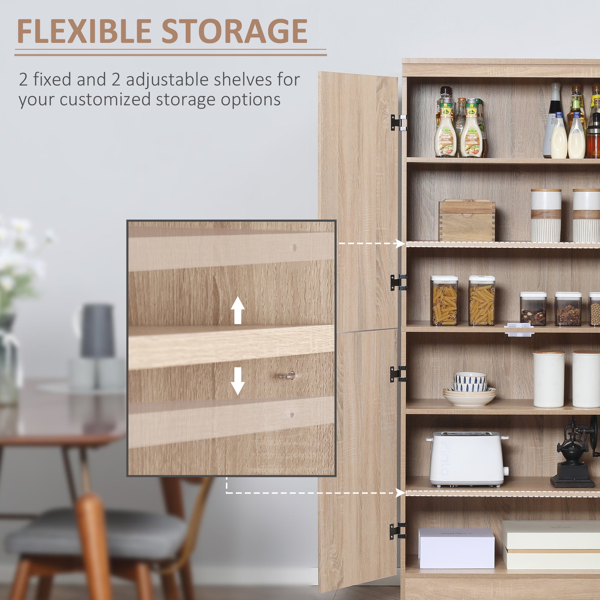 70" Storage Cabinet 4-Door Natural-DECOROLALA