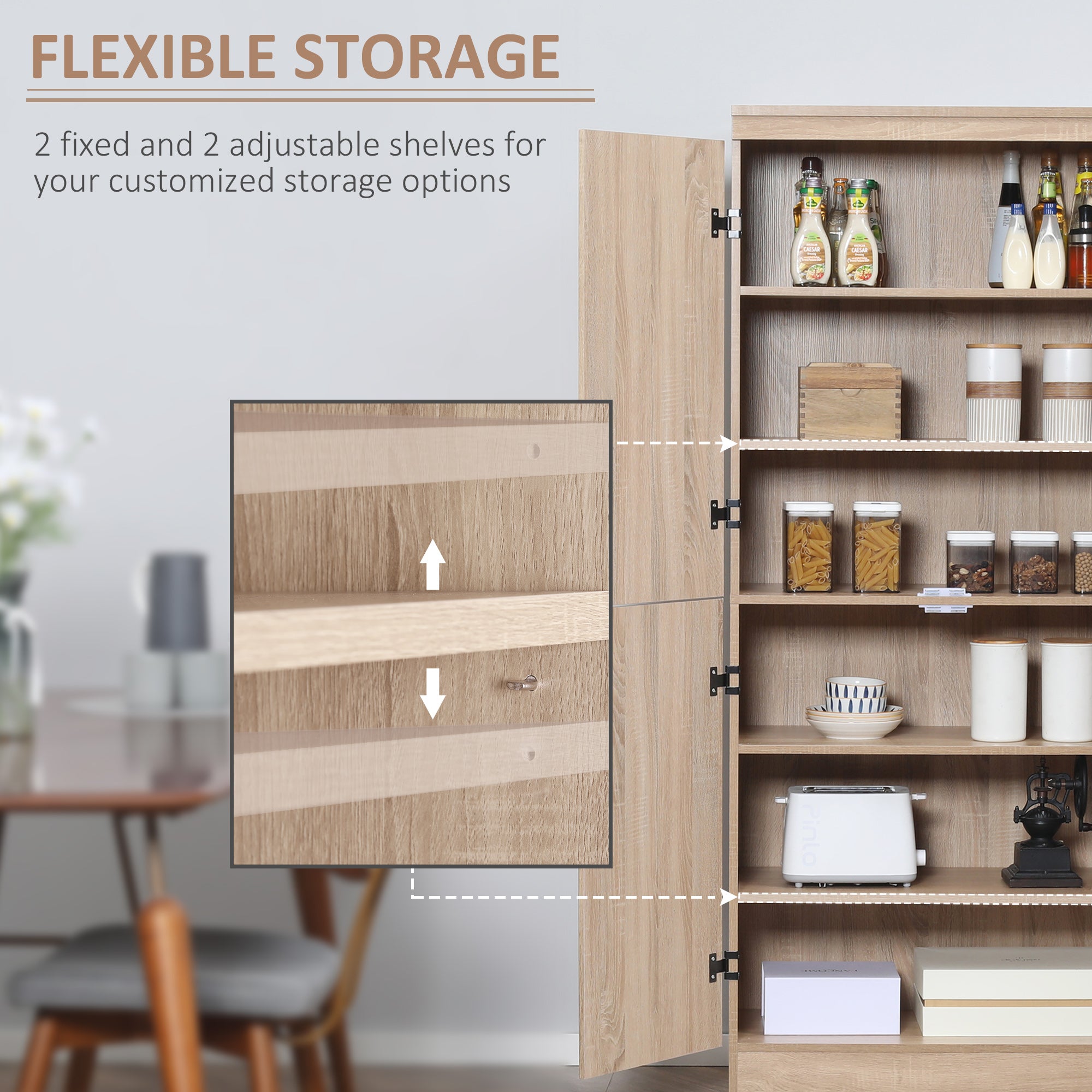 70" Storage Cabinet 4-Door Natural-DECOROLALA