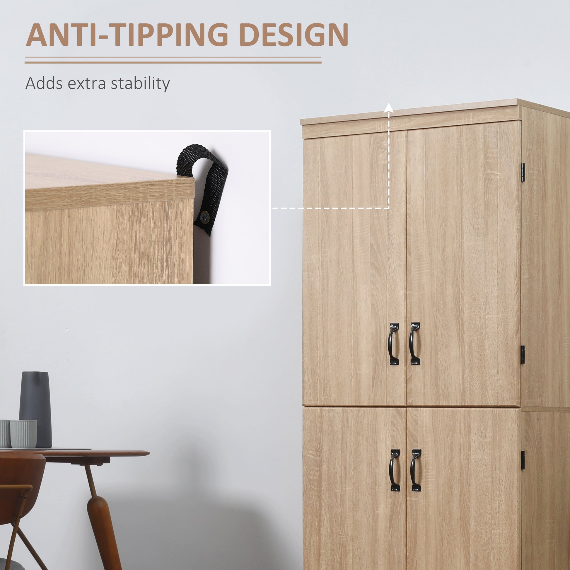 70" Storage Cabinet 4-Door Natural-DECOROLALA