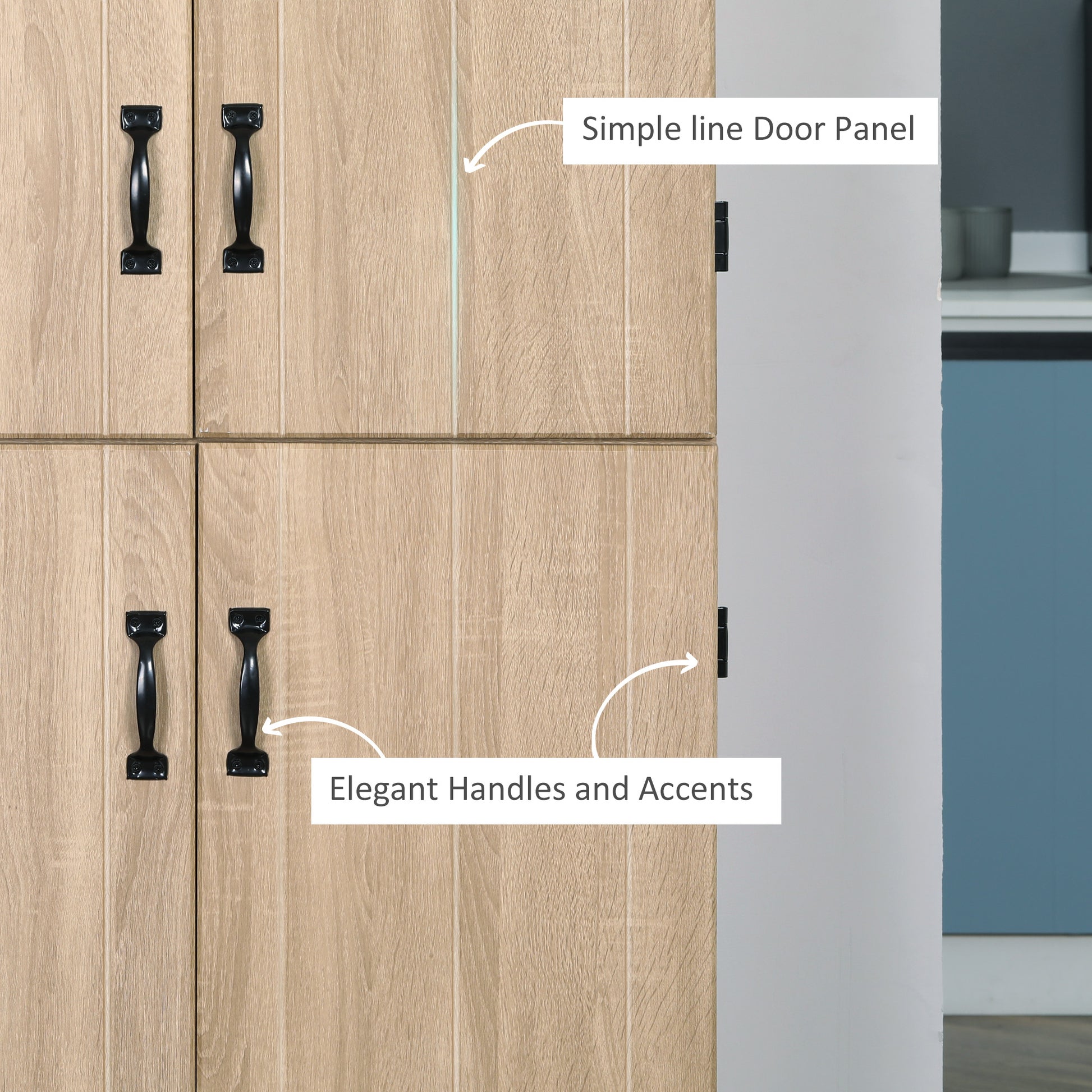 70" Storage Cabinet 4-Door Natural-DECOROLALA