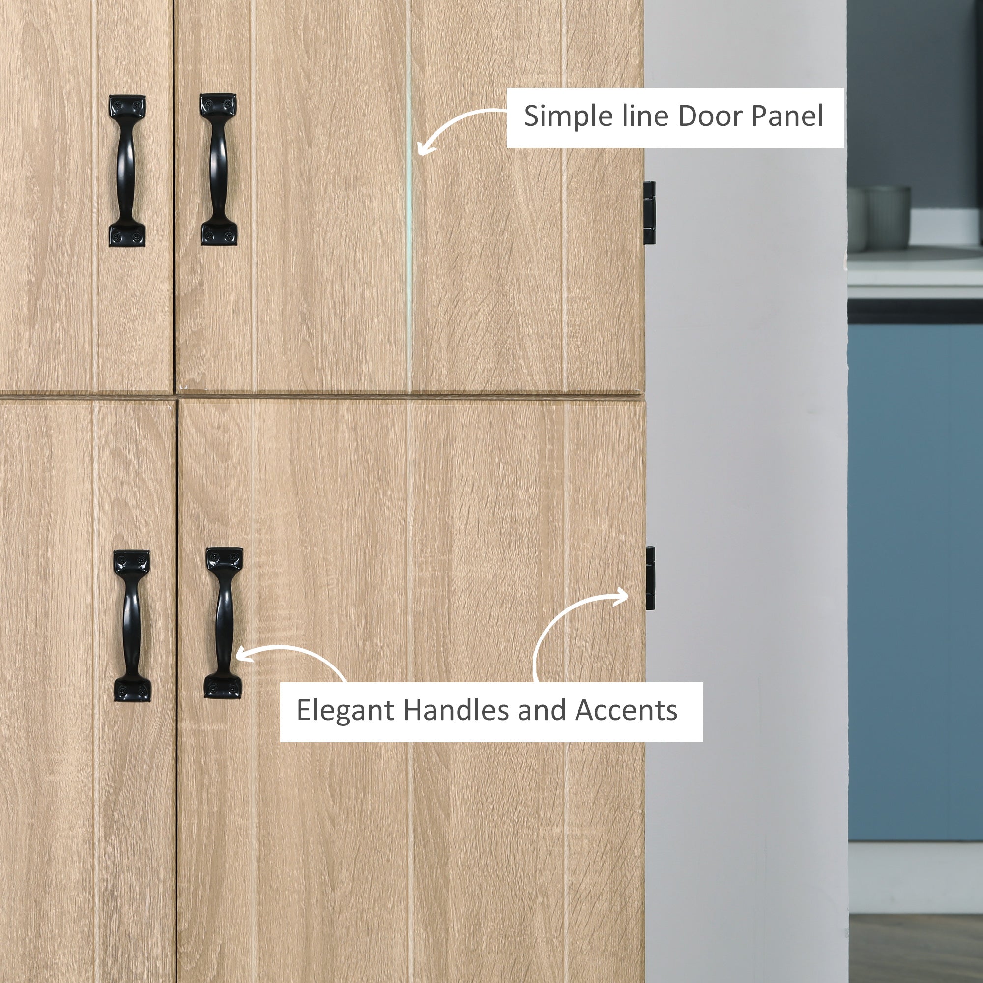 70" Storage Cabinet 4-Door Natural-DECOROLALA