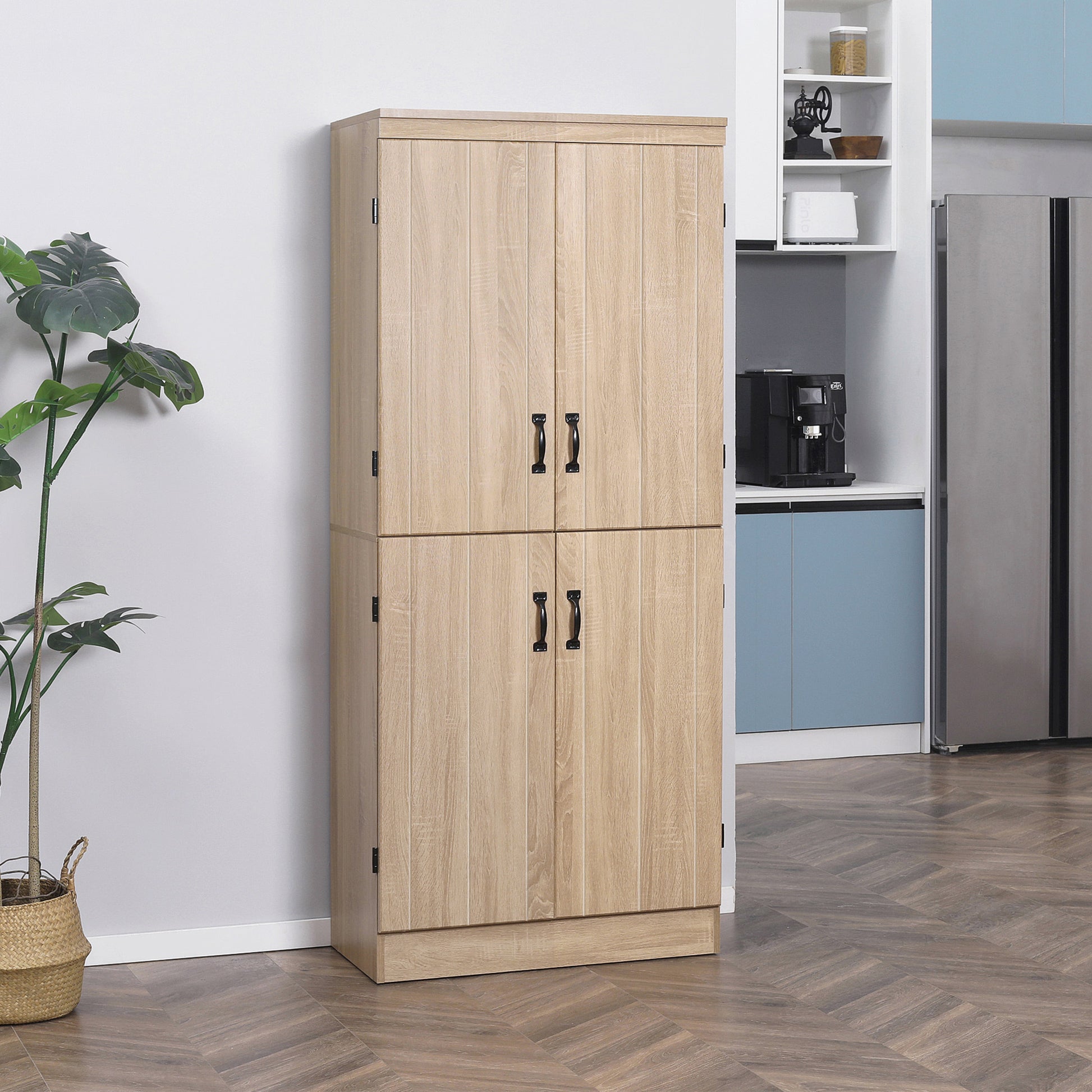 70" Storage Cabinet 4-Door Natural-DECOROLALA