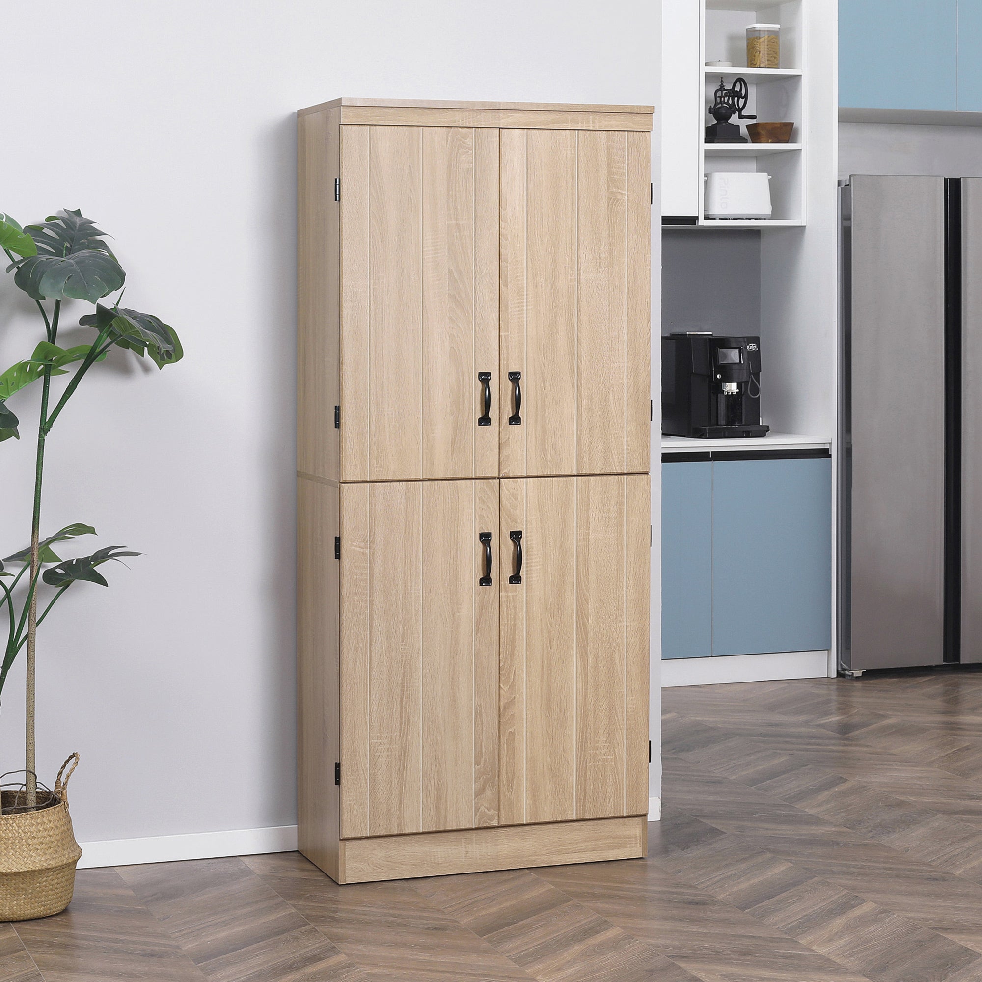 70" Storage Cabinet 4-Door Natural-DECOROLALA