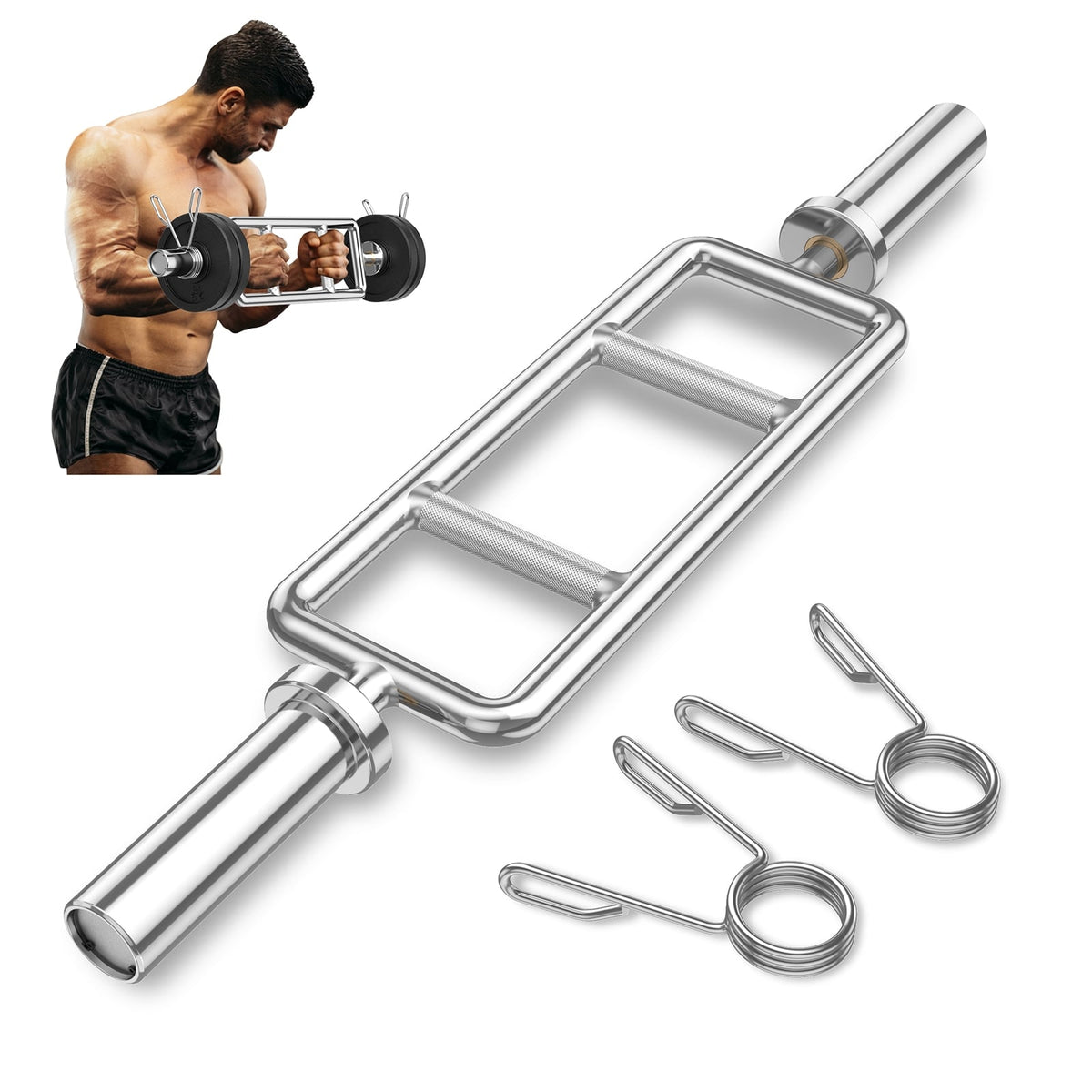 700 LBS Olympic Triceps Bar with Knurled Handles for Squats Deadlifts Shrugs-Weight Lifting Accessories-DECOROLALA