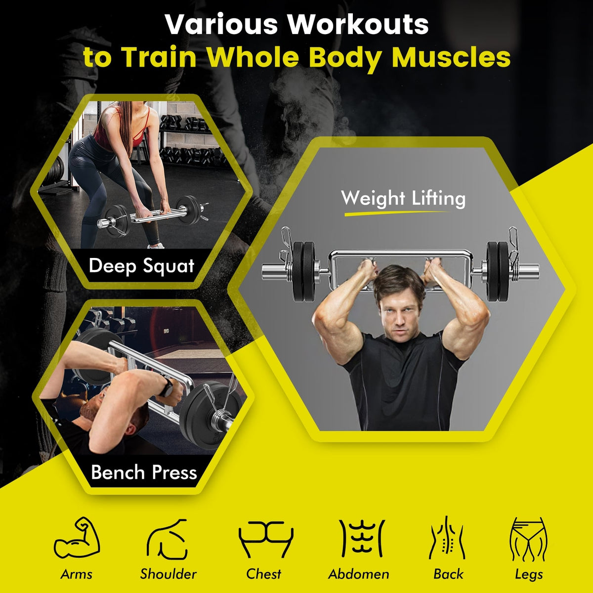 700 LBS Olympic Triceps Bar with Knurled Handles for Squats Deadlifts Shrugs-Weight Lifting Accessories-DECOROLALA