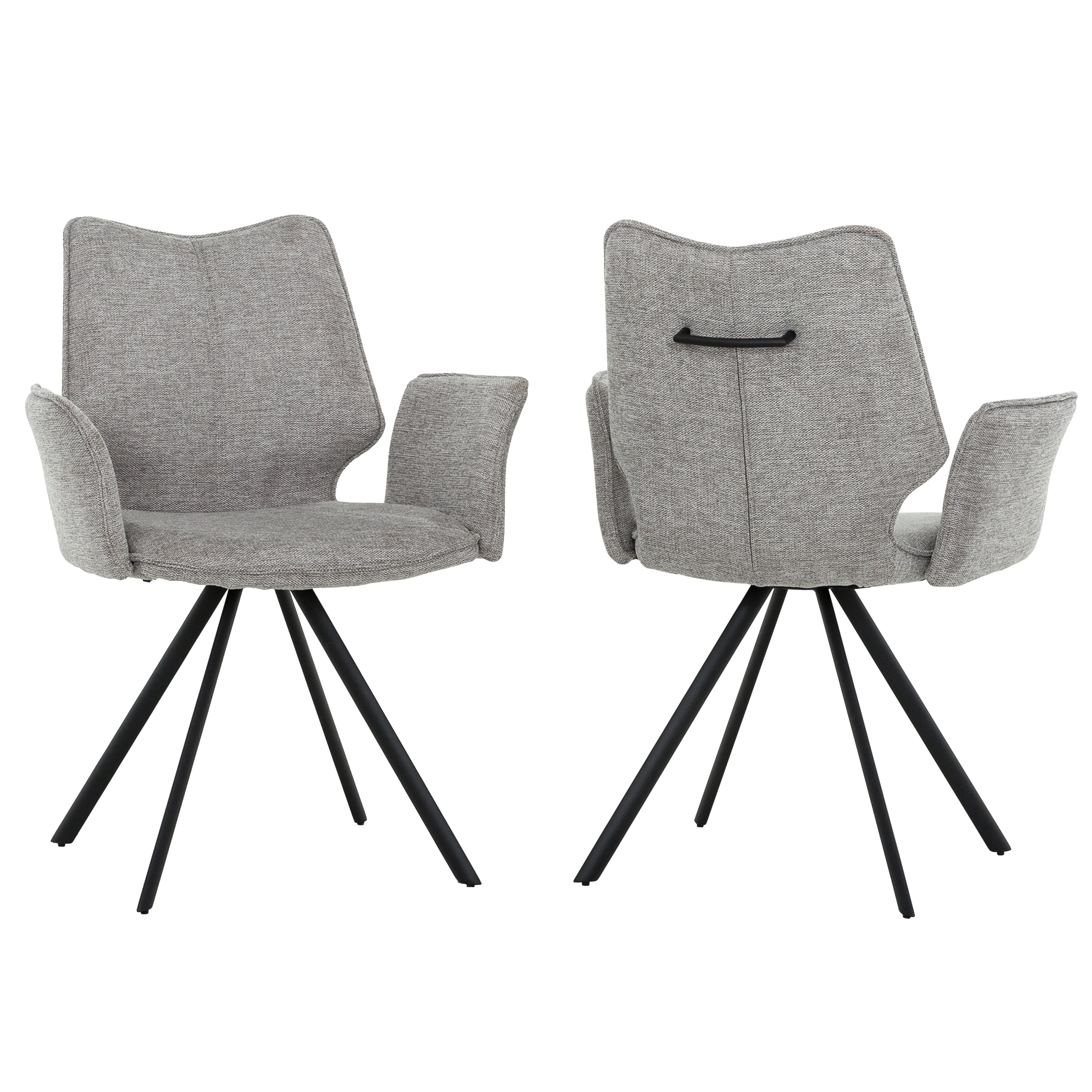 Ensemble de salle à manger extensible 7 pièces - Verre céramique et tissu gris