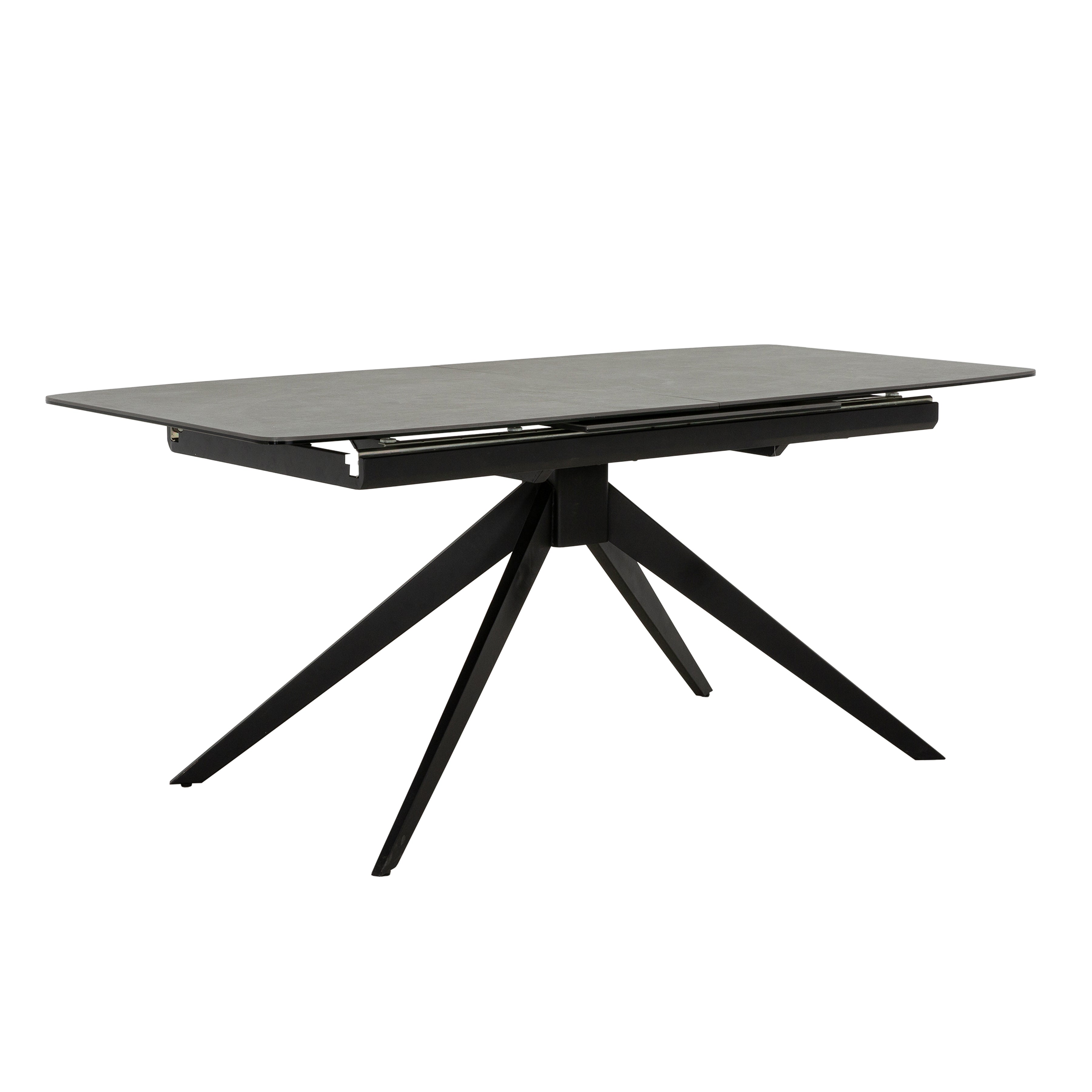 Ensemble de salle à manger extensible 7 pièces - Verre céramique et tissu gris