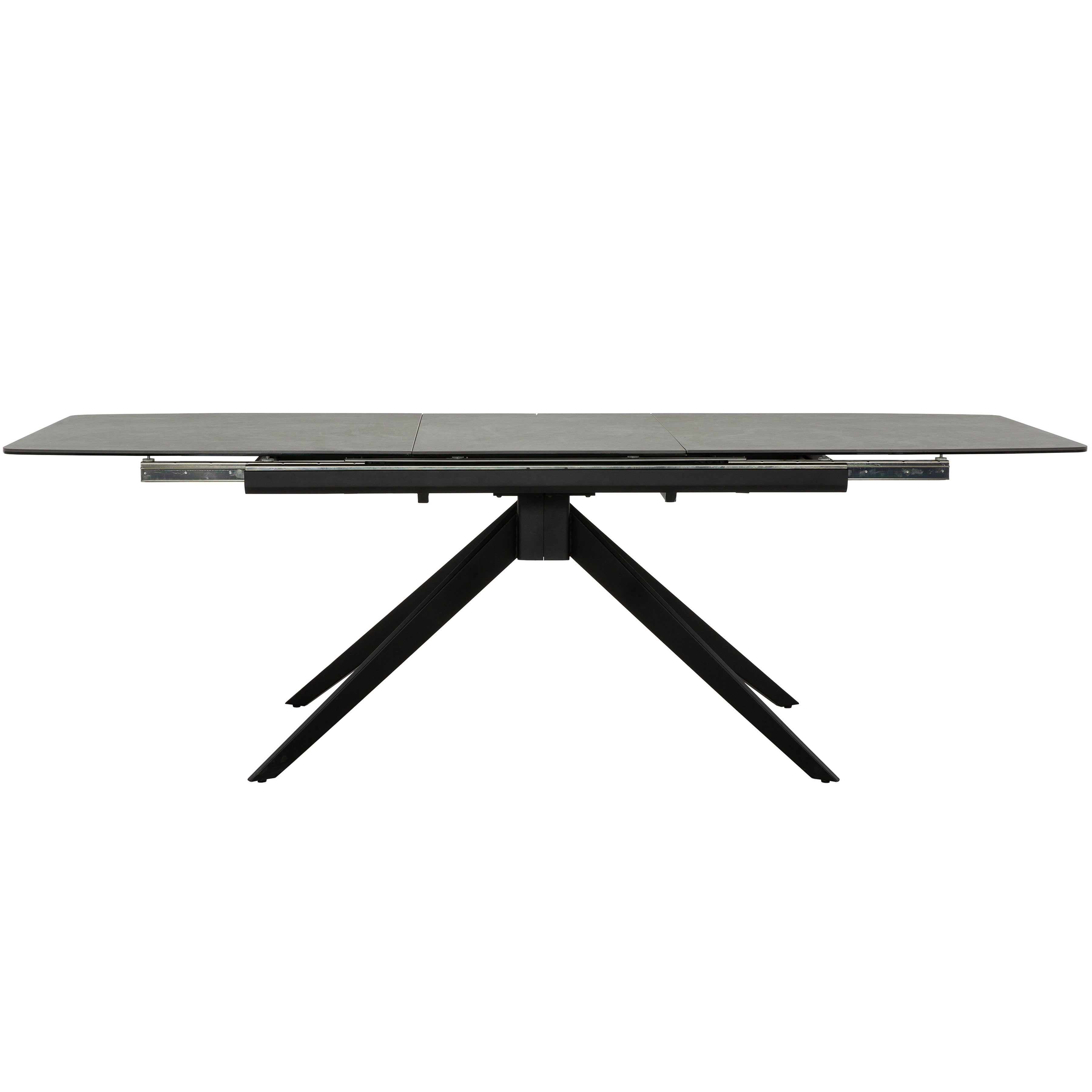 Ensemble de salle à manger extensible 7 pièces - Verre céramique et tissu gris