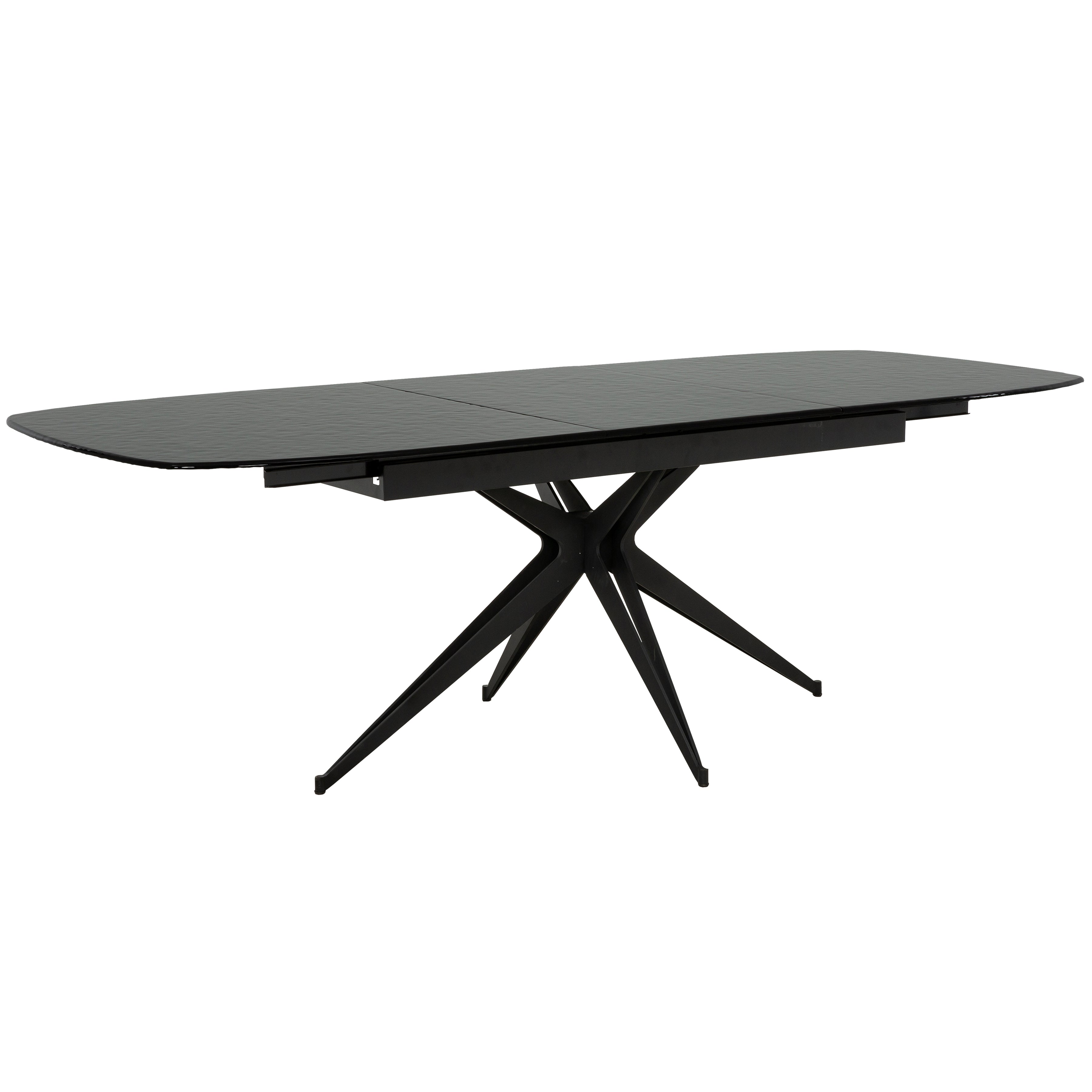 Ensemble de salle à manger extensible 6 pièces - Plateau en verre gris avec chaises pivotantes