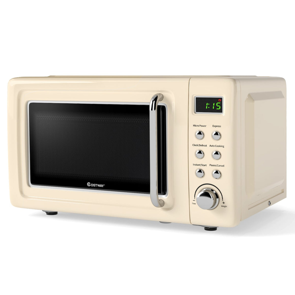 700W Retro Countertop Microwave Oven with 5 Micro Power and Auto Cooking Function-Cream White-Toaster Ovens-DECOROLALA
