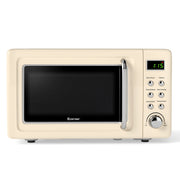 700W Retro Countertop Microwave Oven with 5 Micro Power and Auto Cooking Function-Cream White-Toaster Ovens-DECOROLALA