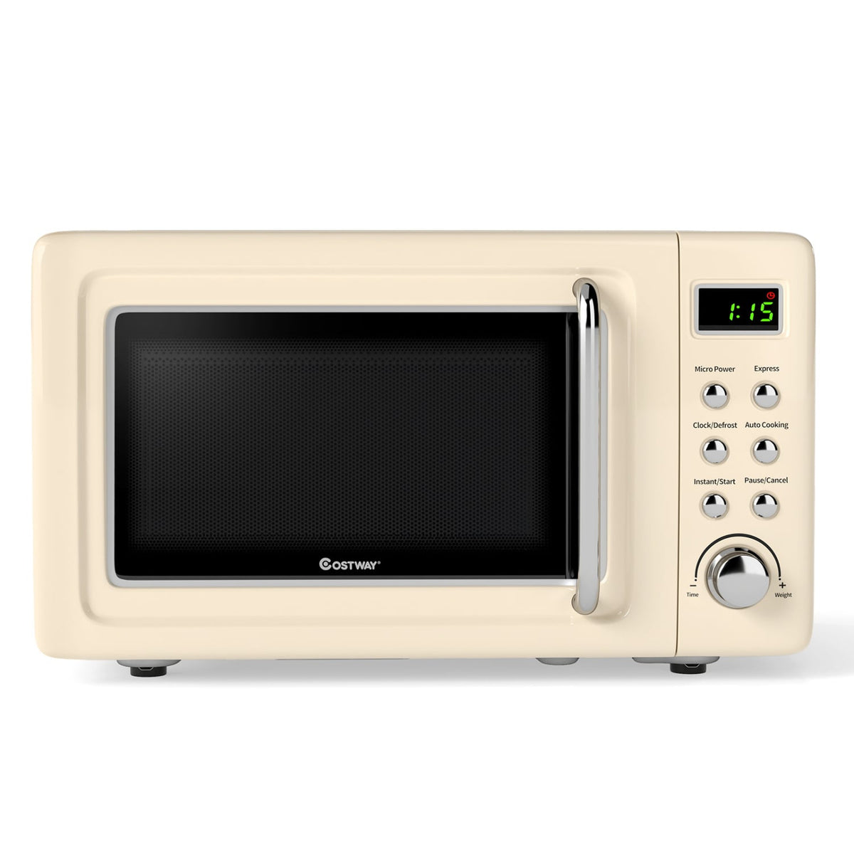 700W Retro Countertop Microwave Oven with 5 Micro Power and Auto Cooking Function-Cream White-Toaster Ovens-DECOROLALA