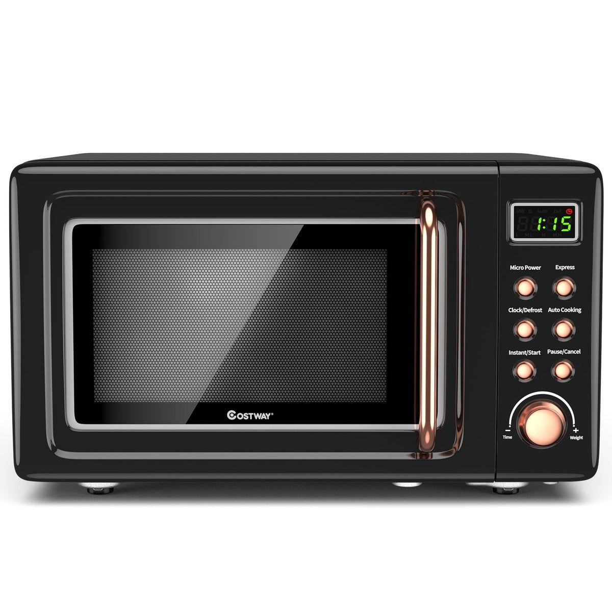 700W Retro Countertop Microwave Oven with 5 Micro Power and Auto Cooking Function-Golden-Toaster Ovens-DECOROLALA