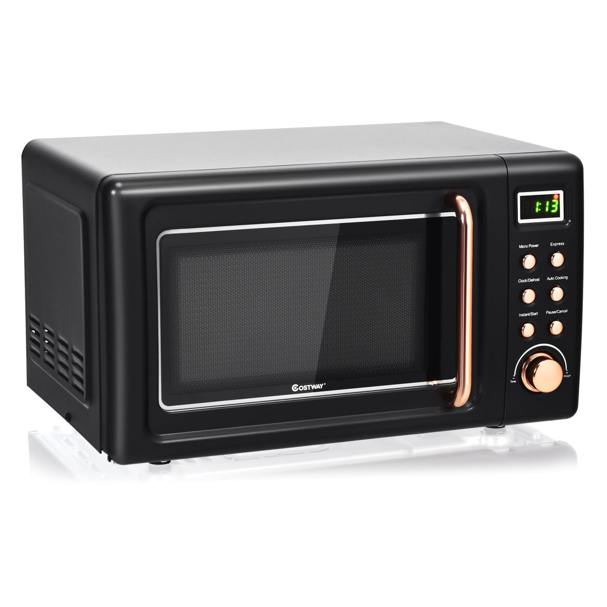 700W Retro Countertop Microwave Oven with 5 Micro Power and Auto Cooking Function-Golden-Toaster Ovens-DECOROLALA
