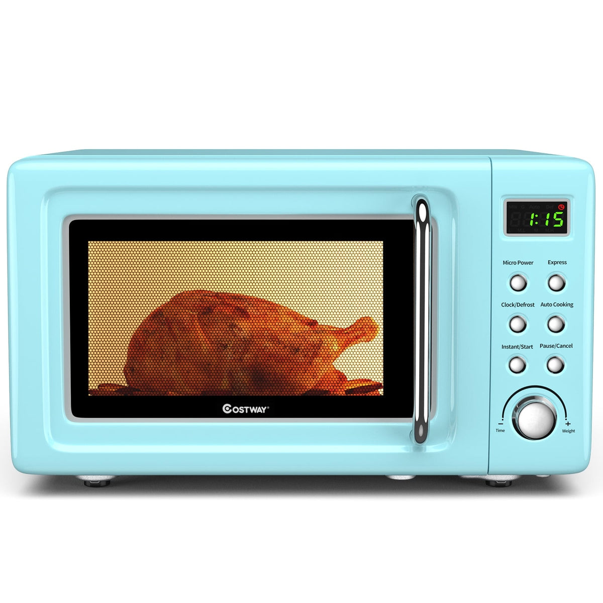 700W Retro Countertop Microwave Oven with 5 Micro Power and Auto Cooking Function-Green-Toaster Ovens-DECOROLALA