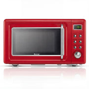 700W Retro Countertop Microwave Oven with 5 Micro Power and Auto Cooking Function-Light Red-Toaster Ovens-DECOROLALA