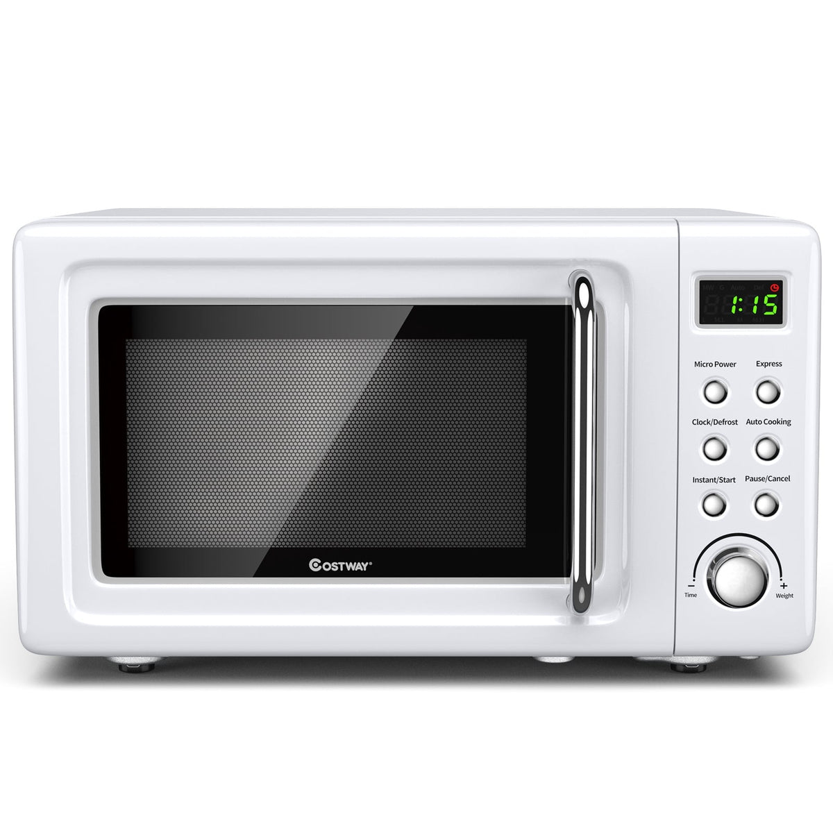 700W Retro Countertop Microwave Oven with 5 Micro Power and Auto Cooking Function-White-Toaster Ovens-DECOROLALA