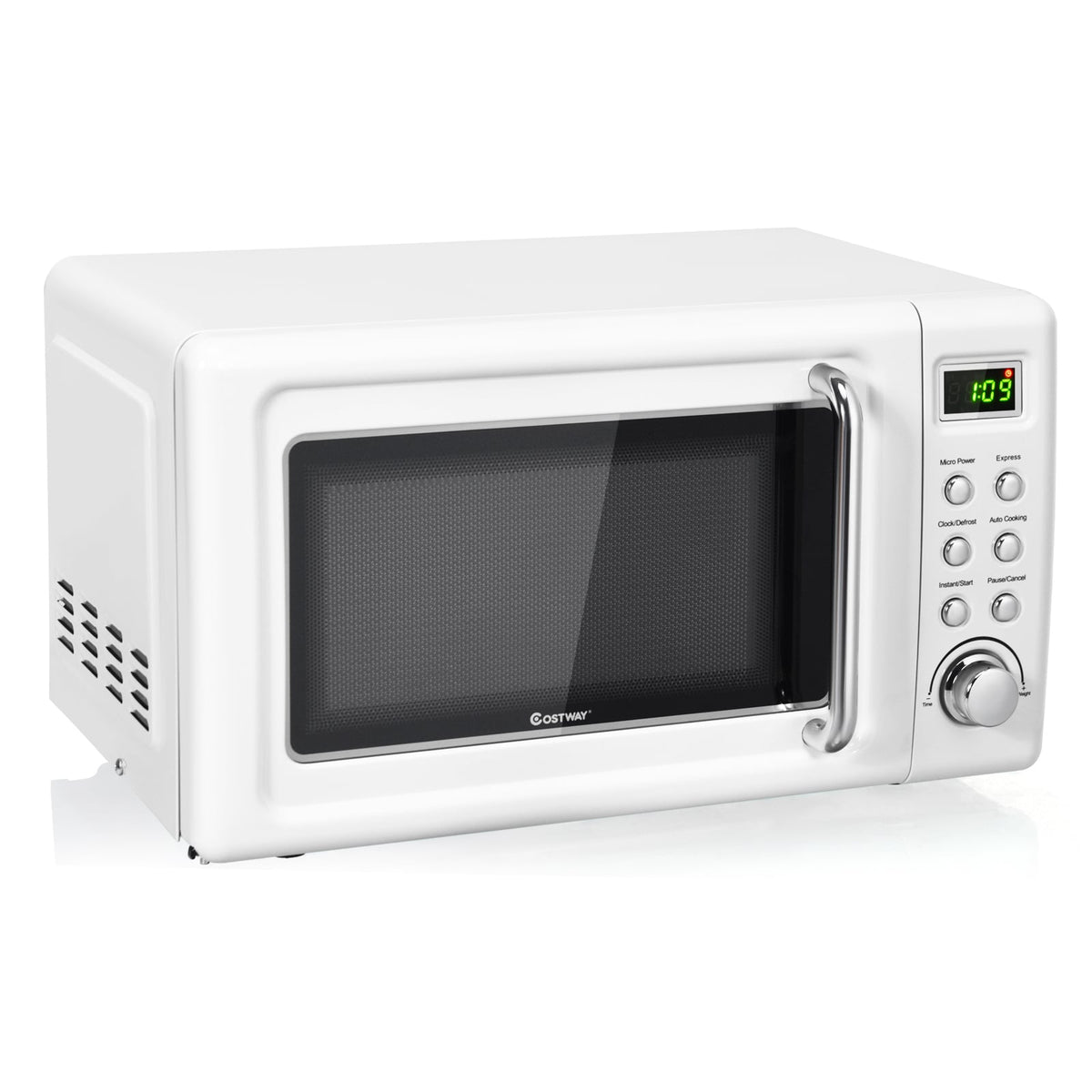 700W Retro Countertop Microwave Oven with 5 Micro Power and Auto Cooking Function-White-Toaster Ovens-DECOROLALA