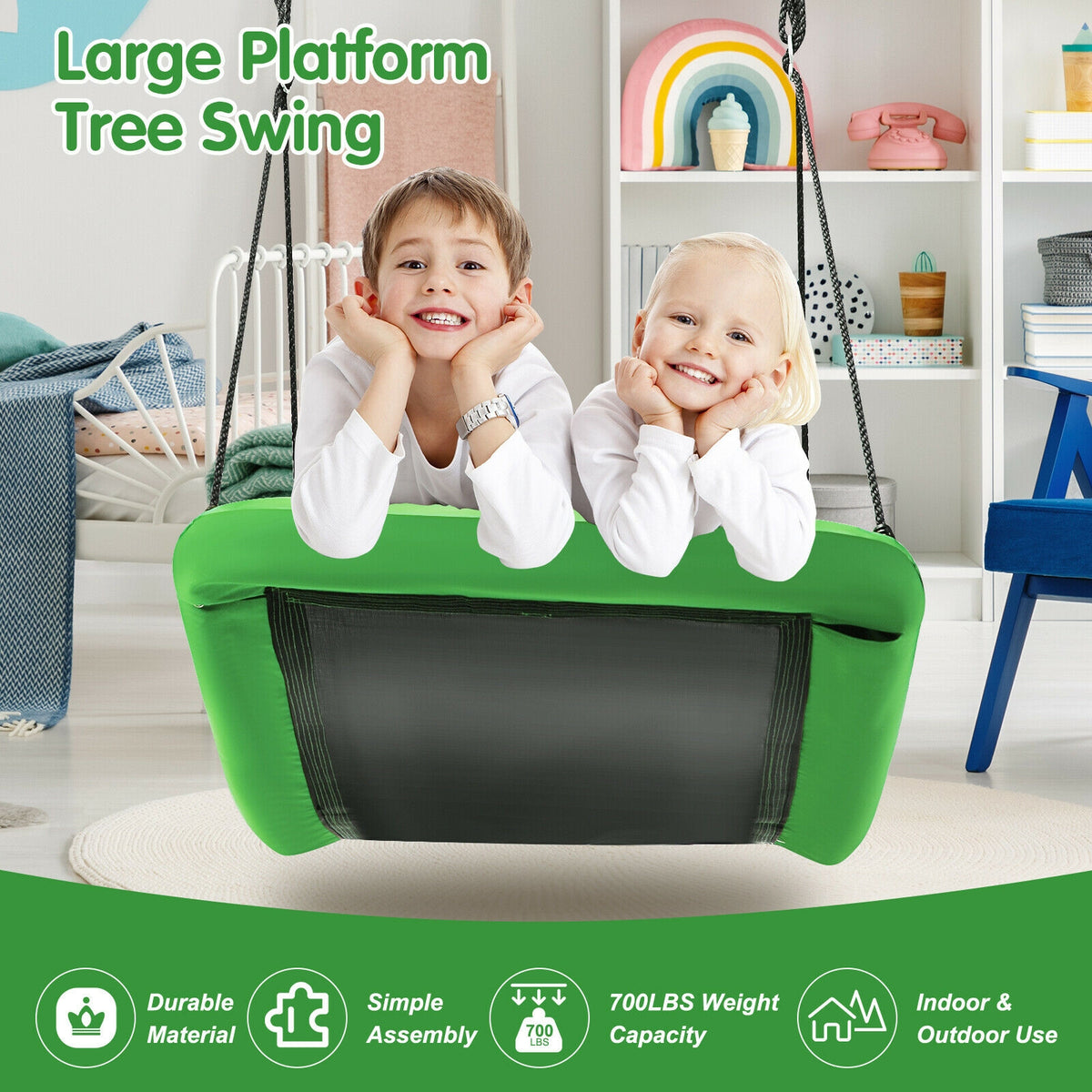 700lb Giant 60 Inch Platform Tree Swing for Kids and Adults