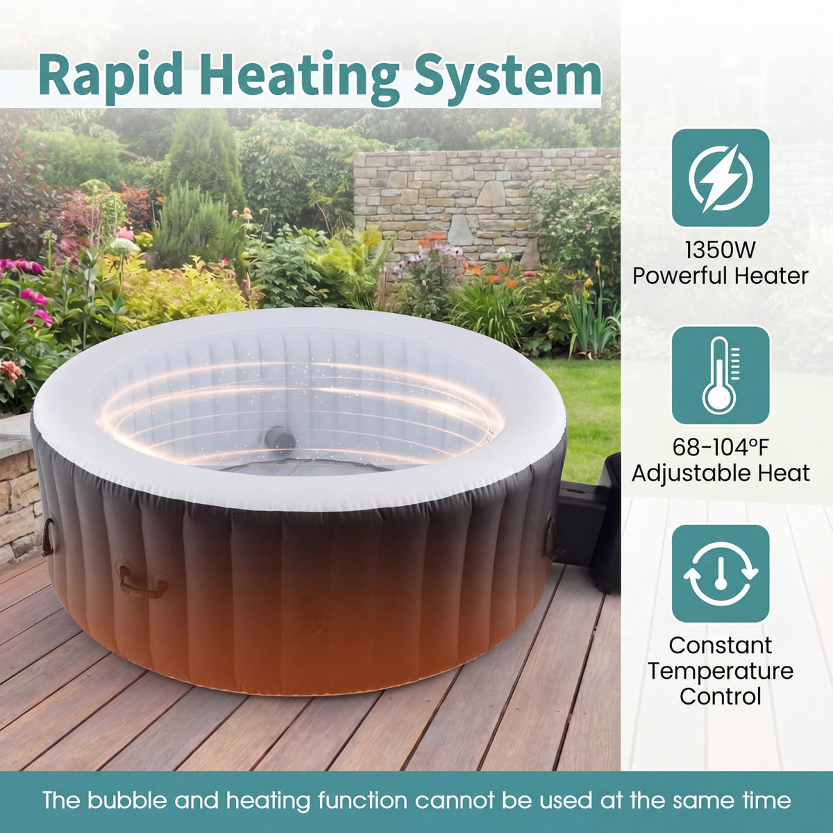 70/80 Inches Round SPA Pool Hottub with 110/130 Air Jets Electric Heater Pump-S-Massage & Relaxation Products-DECOROLALA