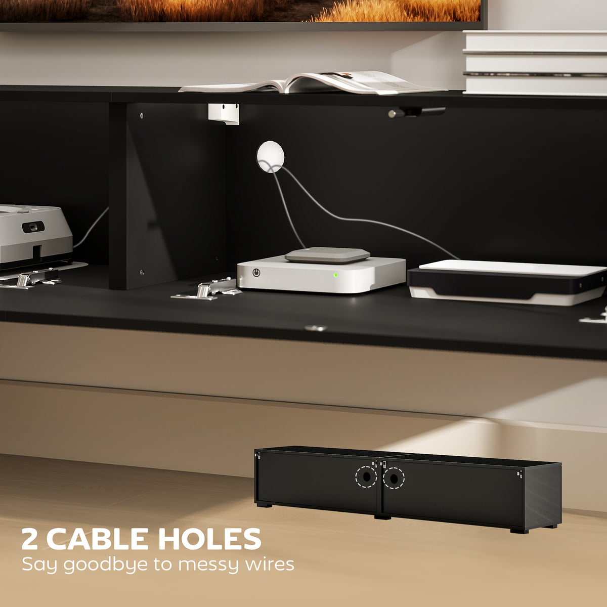 70.9" Floating TV Stand for TVs up to 75" - High Gloss Black-Home Furnishings > Living Room Furniture > TV¬†Stands-DECOROLALA