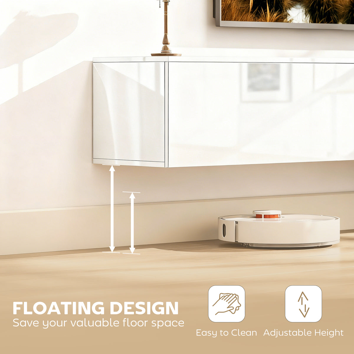 70.9" Floating TV Stand for TVs up to 75" - High Gloss White-Home Furnishings > Living Room Furniture > TV¬†Stands-DECOROLALA