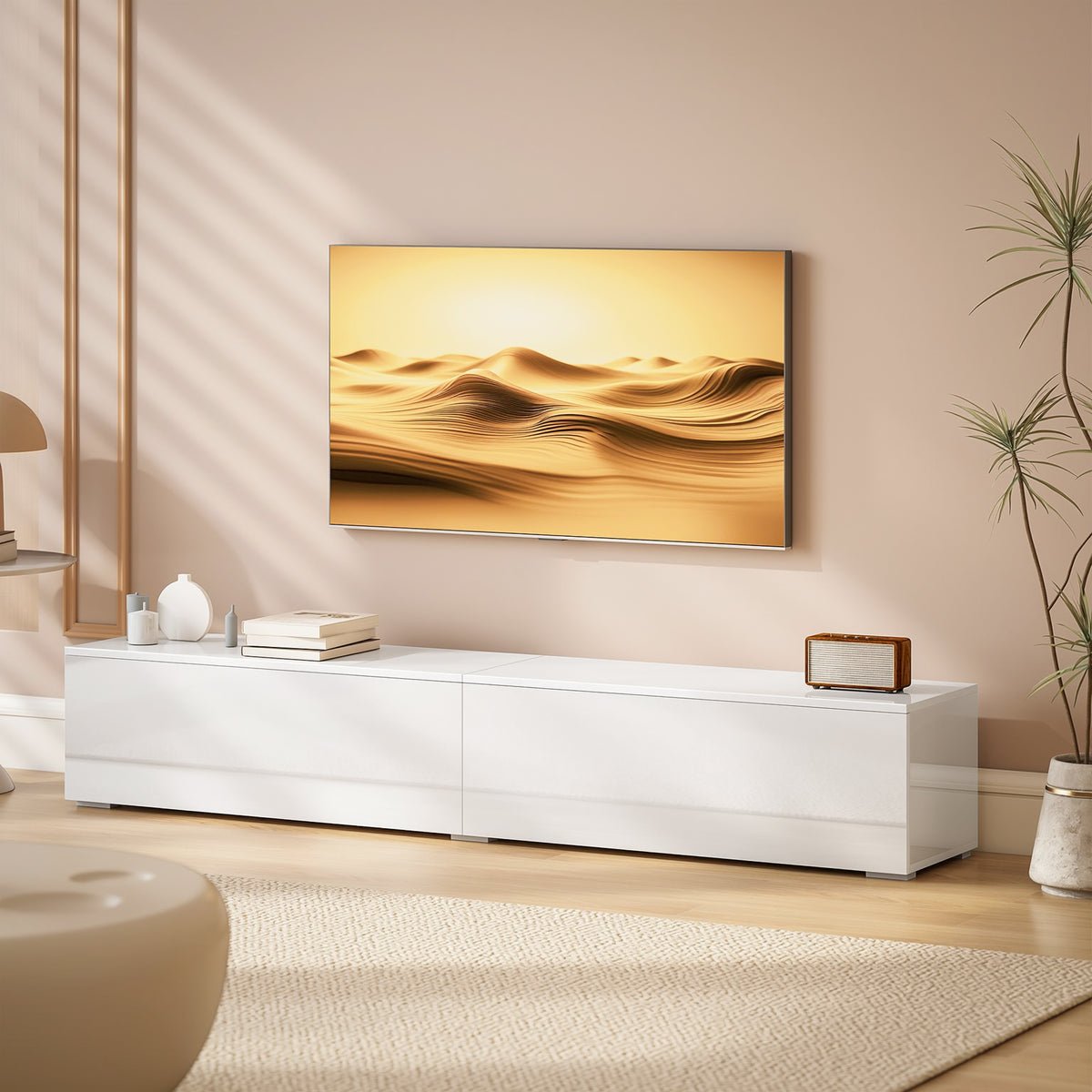 70.9" Floating TV Stand for TVs up to 75" - High Gloss White-Home Furnishings > Living Room Furniture > TV¬†Stands-DECOROLALA
