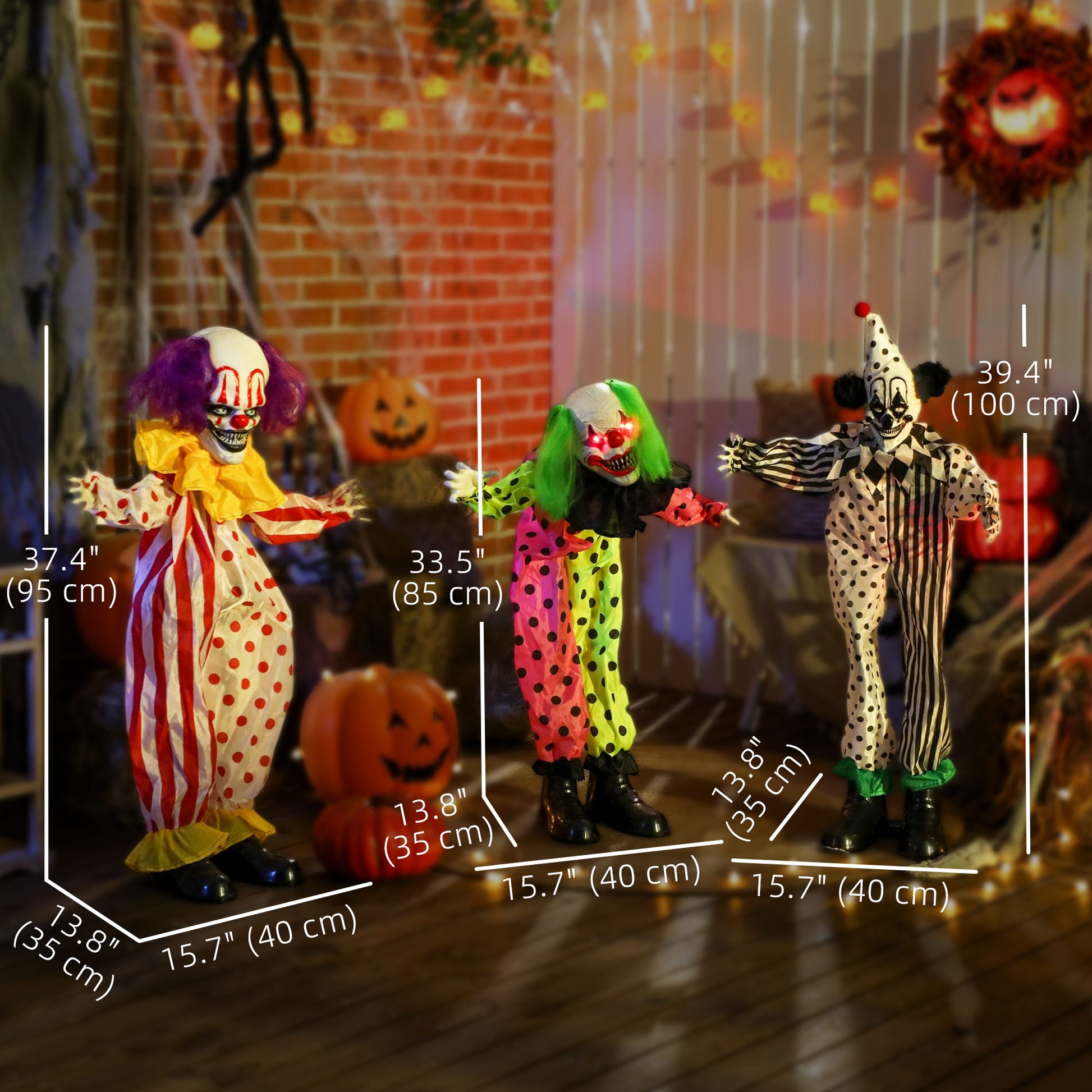 71" Animated Stacked Clowns - Sound Activated Halloween Decor-Home Furnishings > Holiday & Seasonal > Halloween Decorations-DECOROLALA