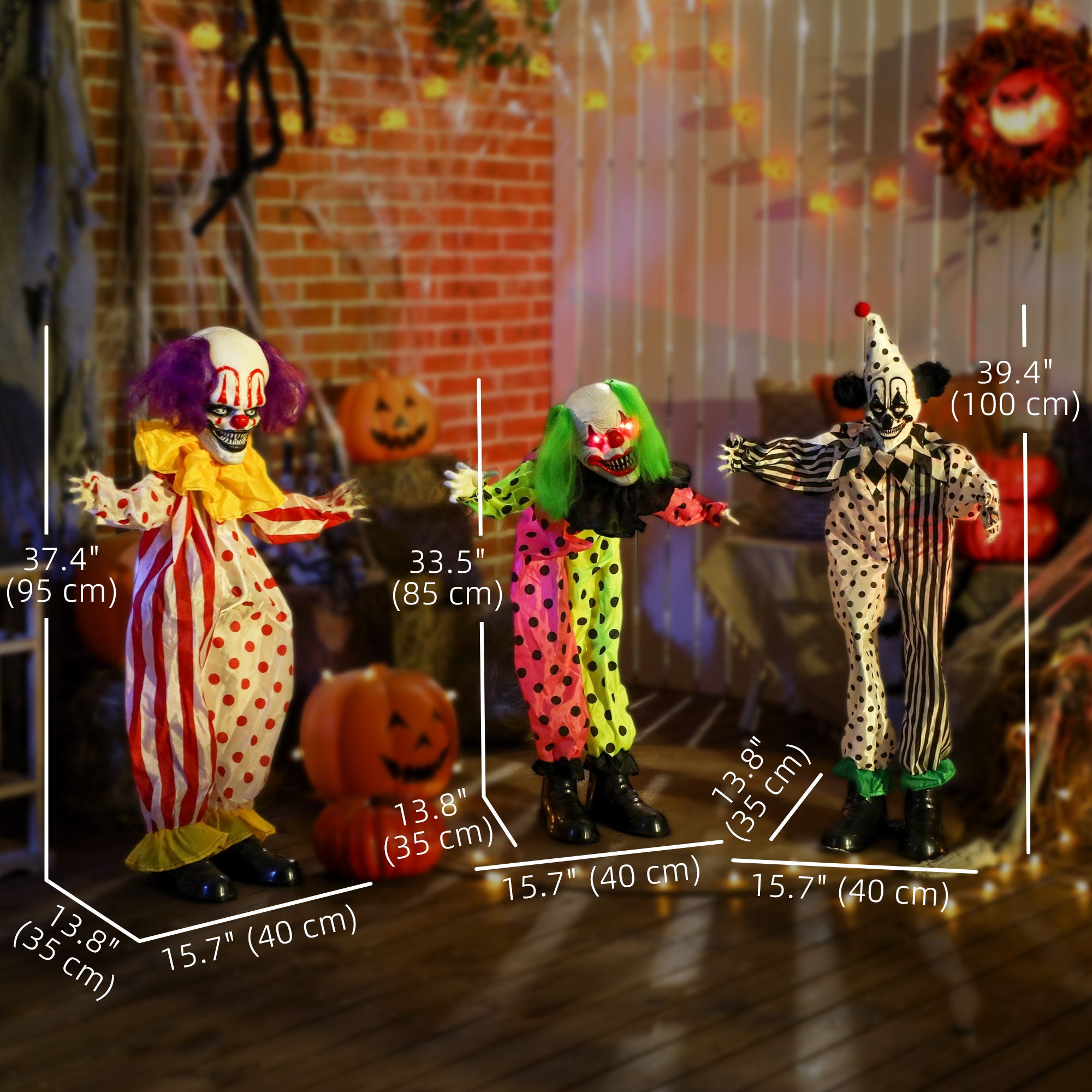 71" Animated Stacked Clowns - Sound Activated Halloween Decor-Home Furnishings > Holiday & Seasonal > Halloween Decorations-DECOROLALA