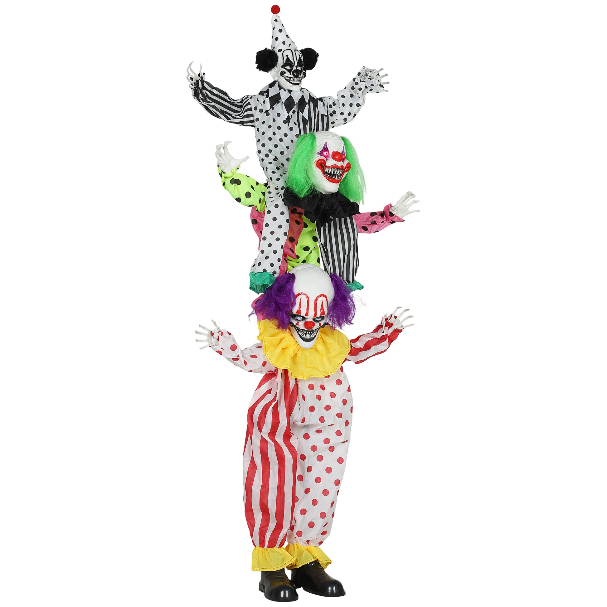 71" Animated Stacked Clowns - Sound Activated Halloween Decor-Home Furnishings > Holiday & Seasonal > Halloween Decorations-DECOROLALA