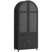 71" Arched Kitchen Pantry Cabinet - Black Farmhouse MDF-Home Furnishings > Storage & Organization > Kitchen Pantry Cabinets-DECOROLALA