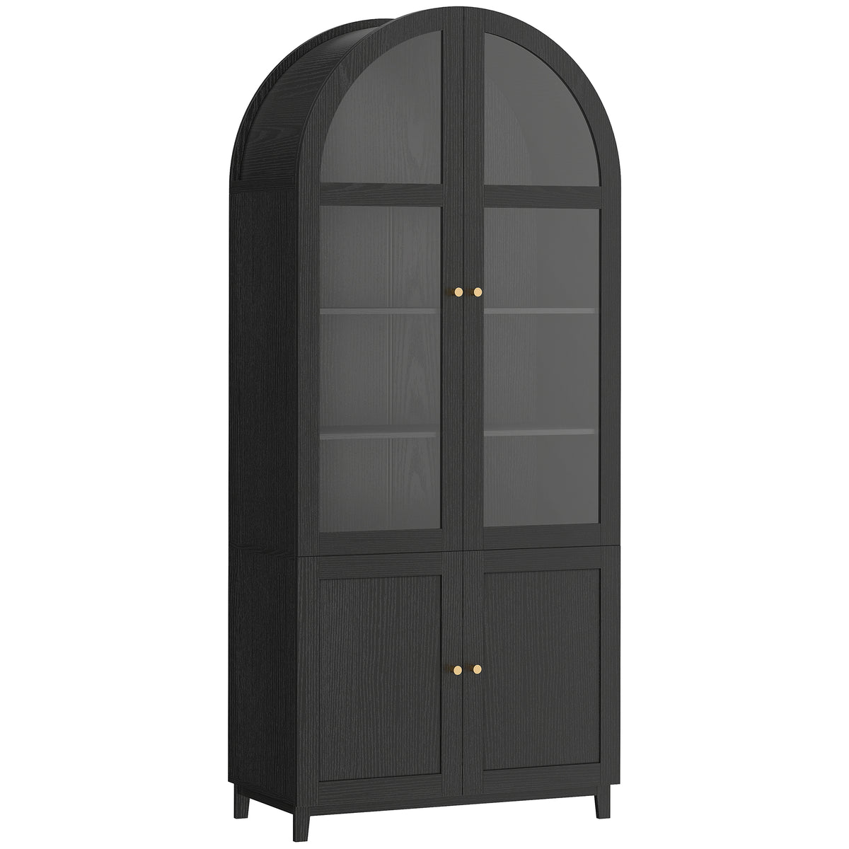 71" Arched Kitchen Pantry Cabinet - Black Farmhouse MDF-Home Furnishings > Storage & Organization > Kitchen Pantry Cabinets-DECOROLALA