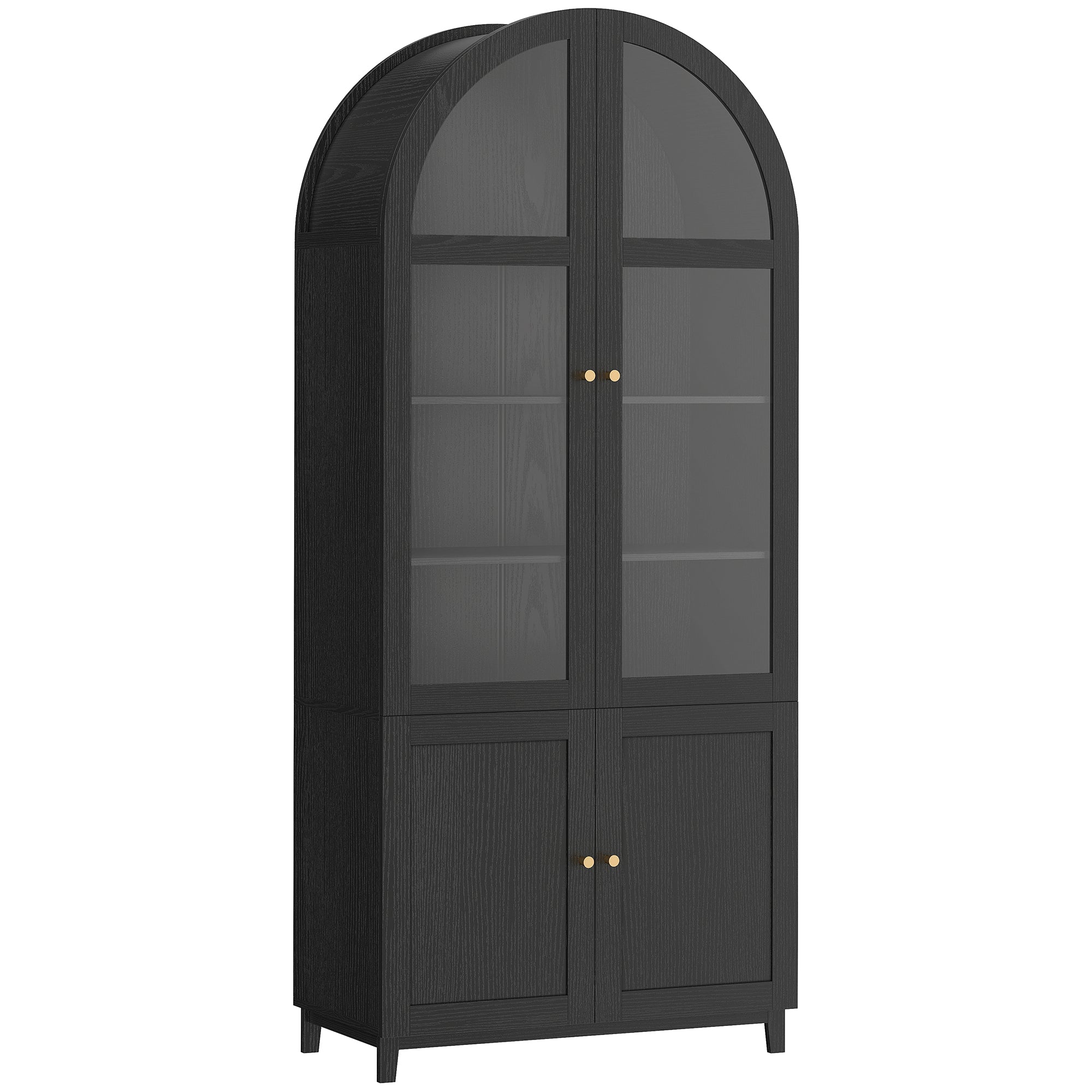 71" Arched Kitchen Pantry Cabinet - Black Farmhouse MDF-Home Furnishings > Storage & Organization > Kitchen Pantry Cabinets-DECOROLALA