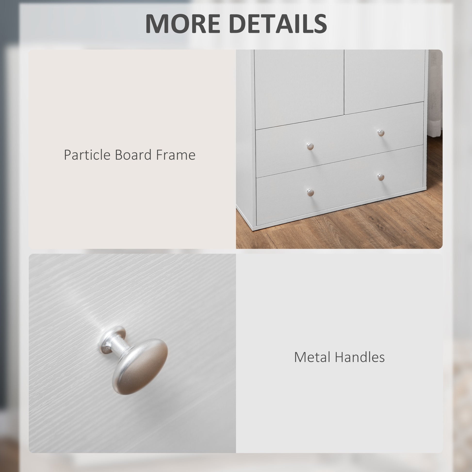 71" Armoire Wardrobe Closet with 2 Drawers - White-DECOROLALA