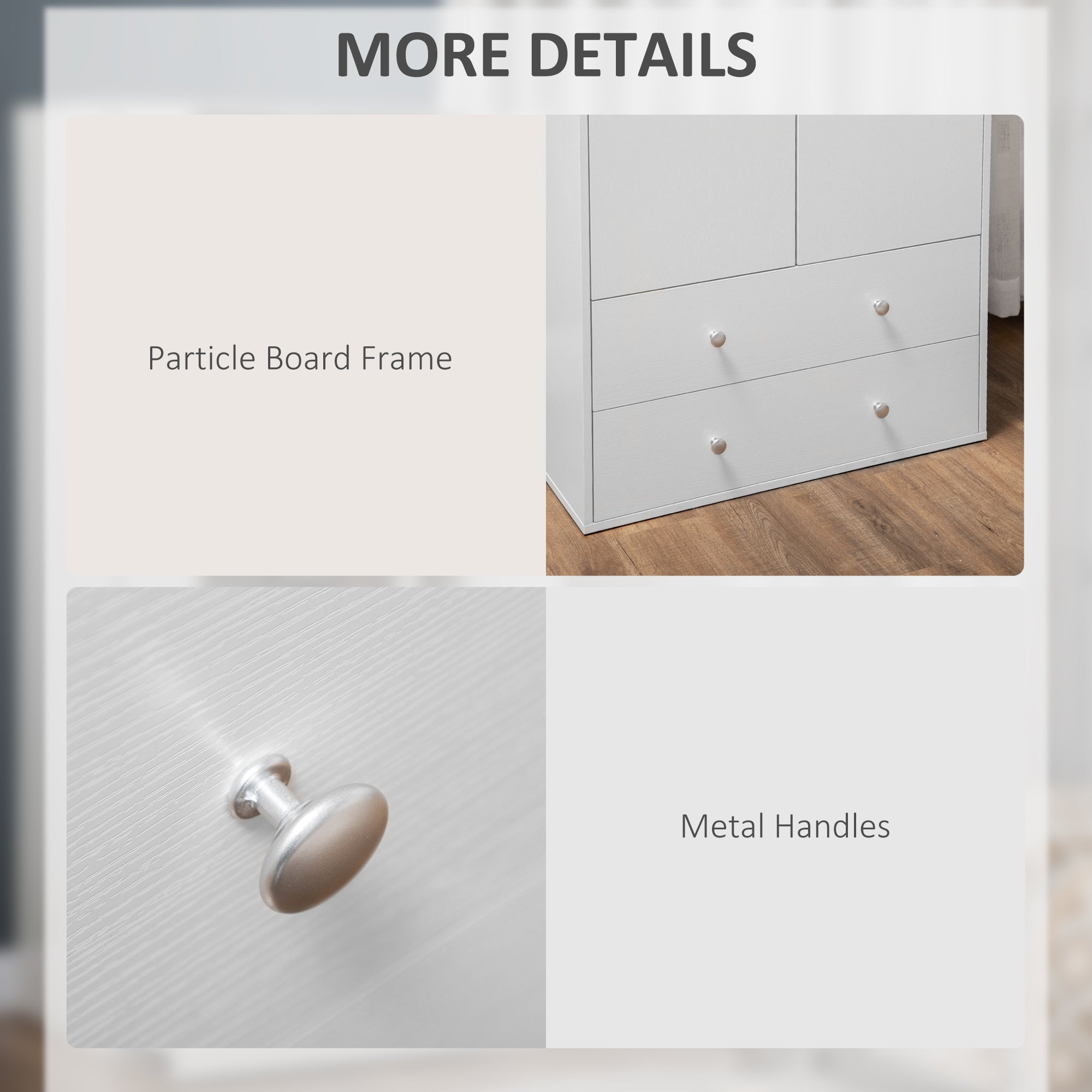 71" Armoire Wardrobe Closet with 2 Drawers - White-DECOROLALA